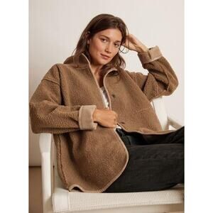 Velvet by Graham & Spencer Albany Reversible Lux Sherpa Mock Neck Coat Brown- XS